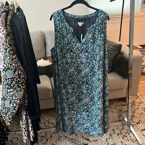 NWT Loft plus 18 vintage inspired Aline dress blue floral.